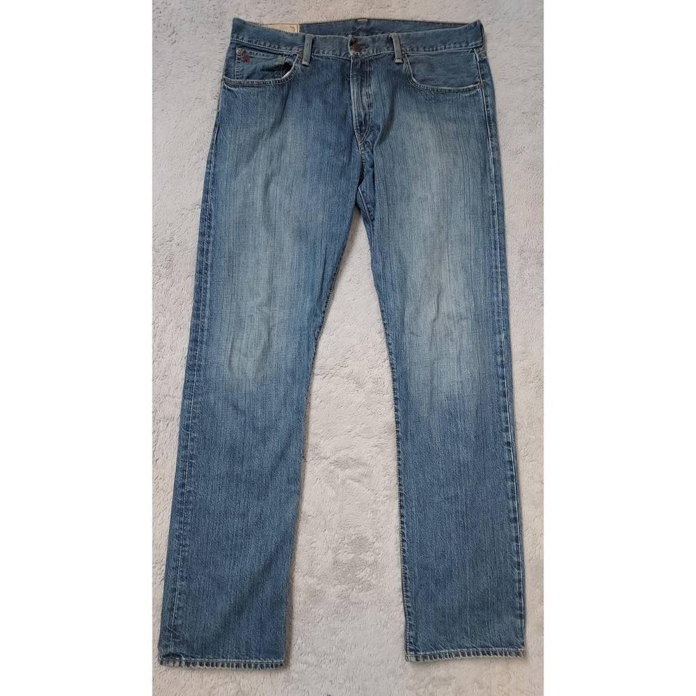 Polo Ralph Lauren Jeans Mens 34x34 Hampton Straight Leg Denim Faded Blue Preppy